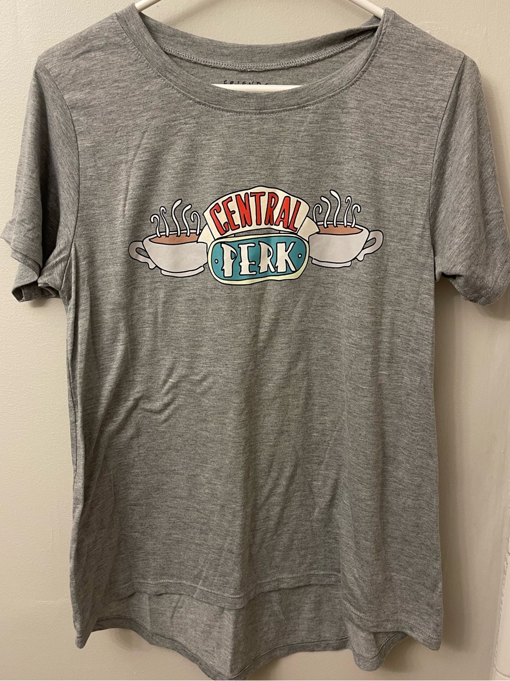 FRIENDS Central Perk Gray Short Sleeve Tee with Colored Logo